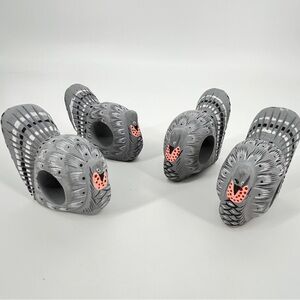 Turkey Wood Napkin Ring Set 4 Hand Painted Gray Thanksgiving Table Decor